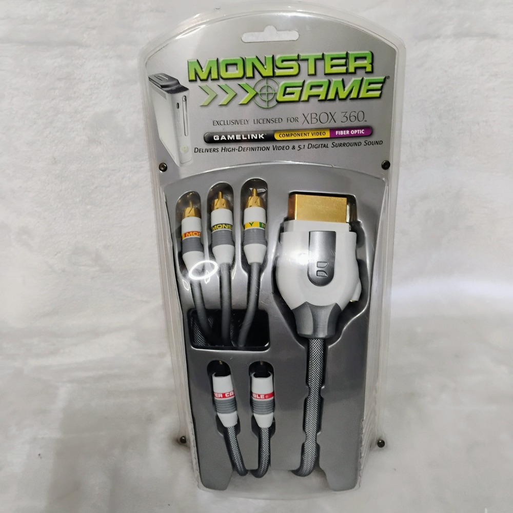 Monster Game GameLink Xbox 360 Component Video Fiber Optic Audio Cable THX